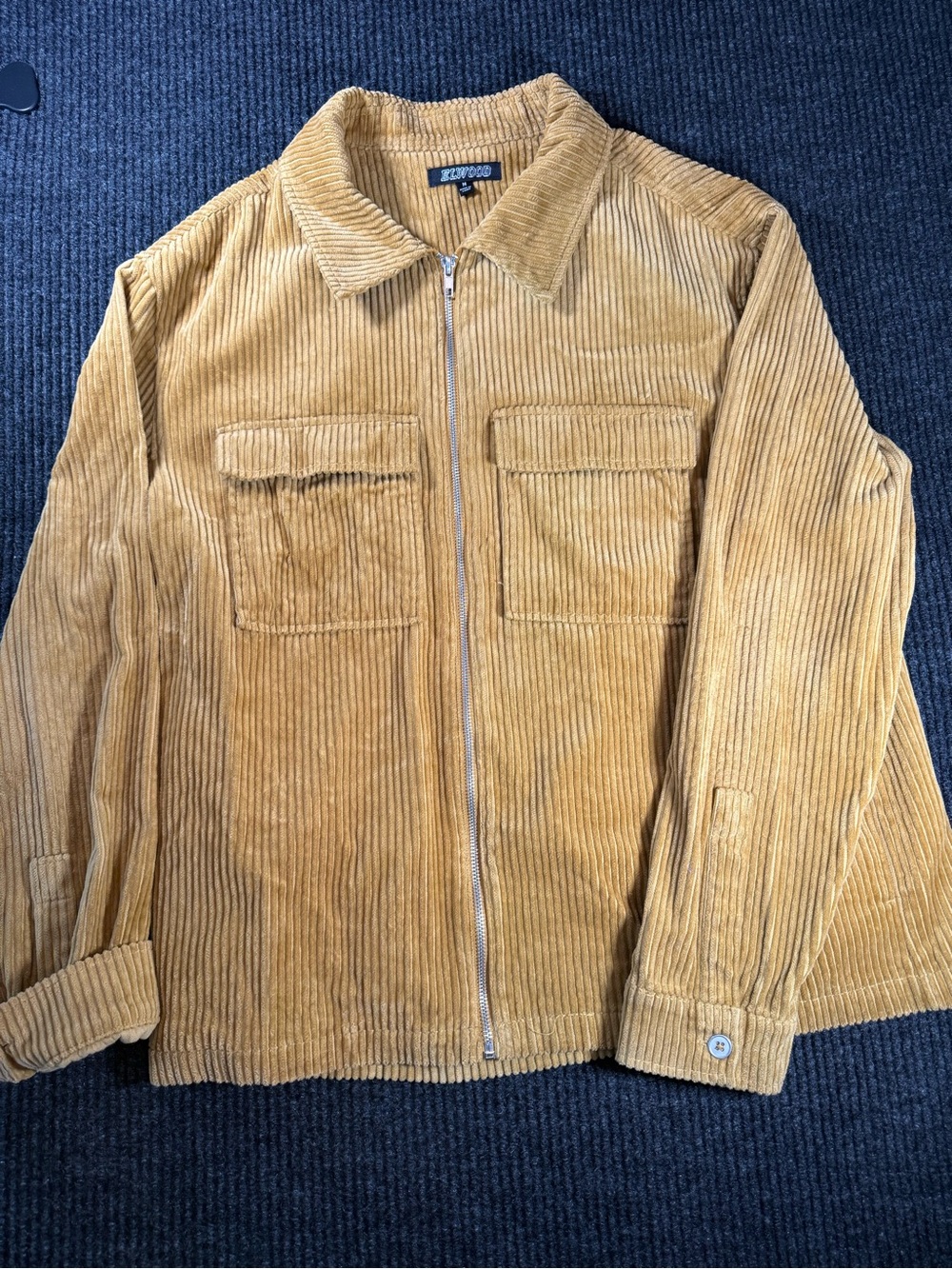 ELWOOD Corduroy Zip Front Shirt Jacket - tan M